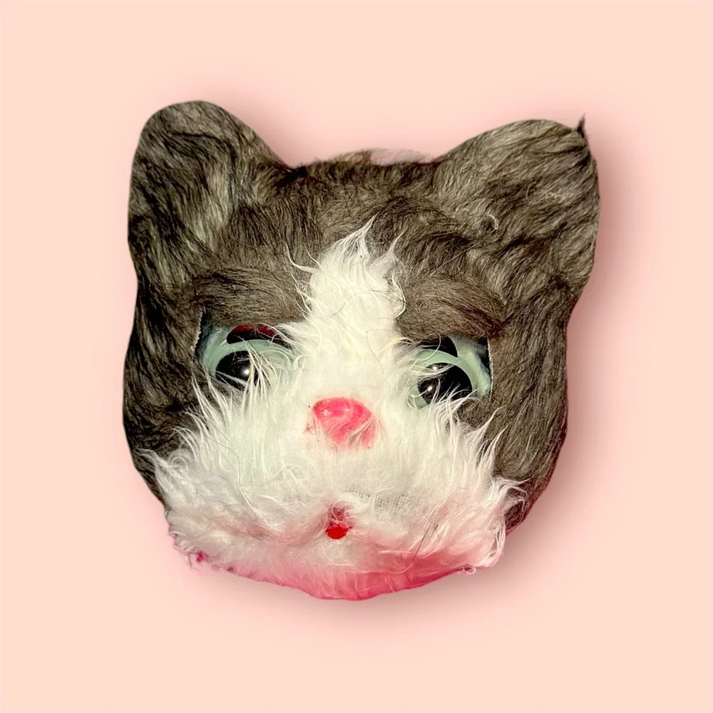 FURRY CAT MASK 3-D GRAY& WHITE UNISEX KIDS NEW